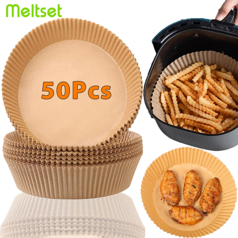 Kit de 50 Papéis Descartáveis para Air Fryer - Conforto e Praticidade na Sua Cozinha!
